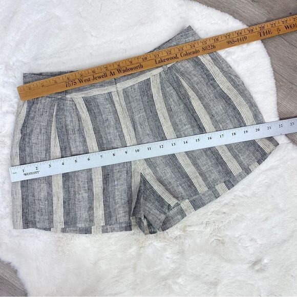 Ann Taylor Loft Striped Linen Blend Shorts Black Cream 4 - Picture 7 of 8